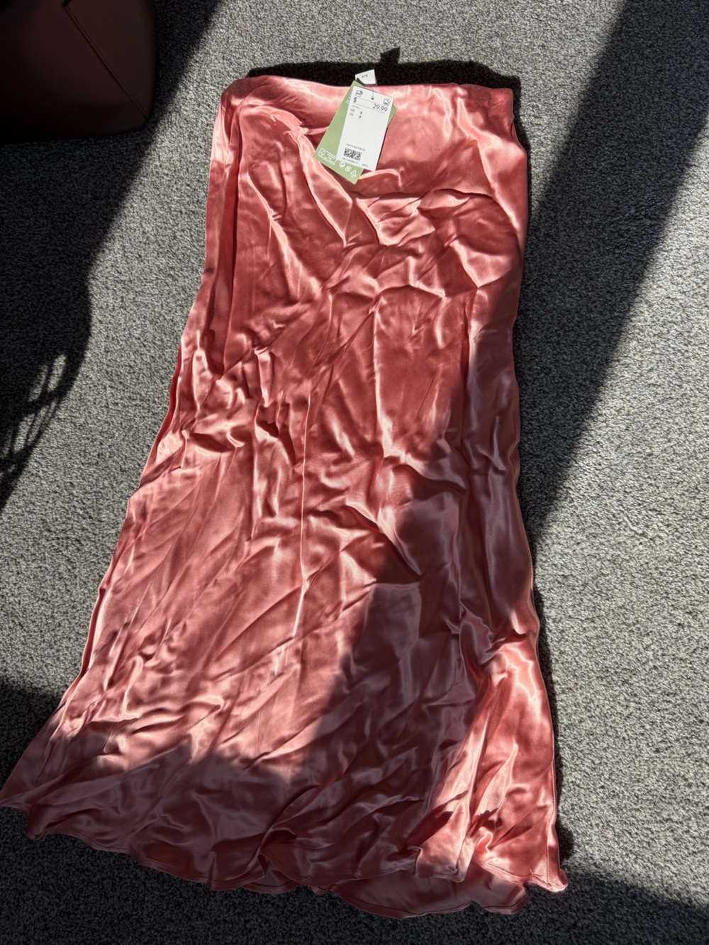 H&M Satin Midi Skirt in Dusty Rose